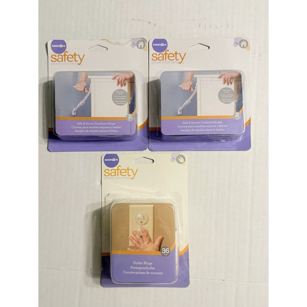 Lot Of 3 Babies R Us Baby Safety; 2 Furniture Strap & 1 Outlet Plug